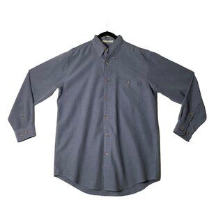 ORVIS Button Down Shirt Men Size Medium Blue Gingham Long Sleeve Lyocell Blend